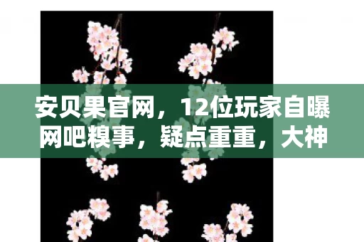 安贝果官网,12位玩家自曝网吧糗事,疑点重重,大神竟也绷不住泪洒当场? 安贝果官网,12位玩家自曝网吧糗事,疑点重重,大神竟也绷不住泪洒当场?