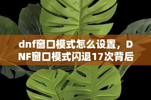 dnf窗口模式怎么设置,DNF窗口模式闪退17次背后蹊跷,真相揭晓让人后背发凉! dnf窗口模式怎么设置,DNF窗口模式闪退17次背后蹊跷,真相揭晓让人后背发凉!