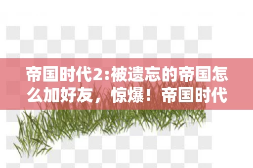 帝国时代2:被遗忘的帝国怎么加好友,惊爆!帝国时代2500万隐情曝光,离职老兵掀桌,这方案早该枪毙! 帝国时代2:被遗忘的帝国怎么加好友,惊爆!帝国时代2500万隐情曝光,离职老兵掀桌,这方案早该枪毙!