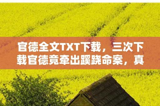 官德全文TXT下载,三次下载官德竟牵出蹊跷命案,真相揭晓后背发凉! 官德全文TXT下载,三次下载官德竟牵出蹊跷命案,真相揭晓后背发凉!