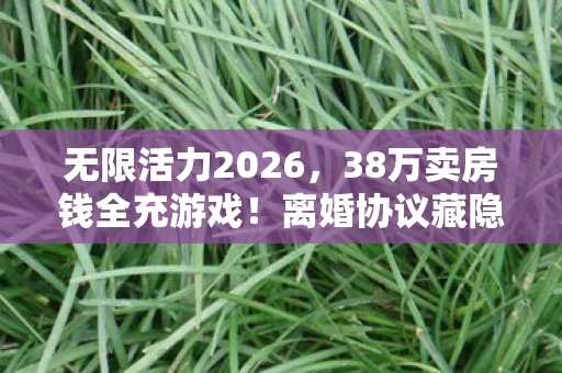 无限活力2026,38万卖房钱全充游戏!离婚协议藏隐情,妻子举动吓我一跳! 无限活力2026,38万卖房钱全充游戏!离婚协议藏隐情,妻子举动吓我一跳!