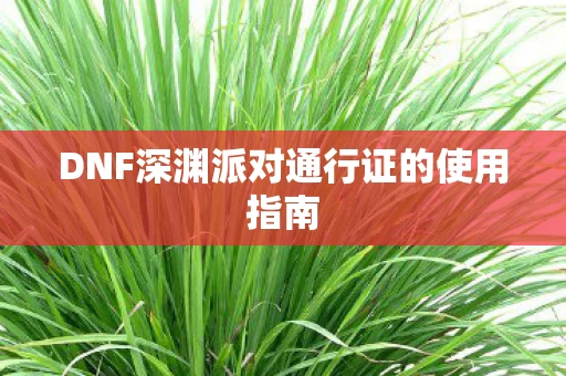 DNF深渊派对通行证的使用指南图片