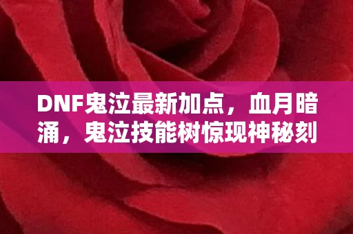 DNF鬼泣最新加点,血月暗涌,鬼泣技能树惊现神秘刻痕,谁在操控你的加点? DNF鬼泣最新加点,血月暗涌,鬼泣技能树惊现神秘刻痕,谁在操控你的加点?