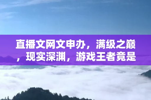 直播文网文申办，满级之巅，现实深渊，游戏王者竟是人生负分逃兵？灵魂震颤！