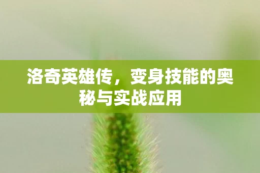 变身技能的奥秘与实战应用图片