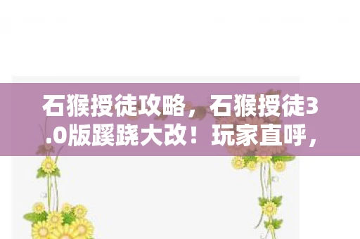 石猴授徒攻略，石猴授徒3.0版蹊跷大改！玩家直呼，这波情怀杀太上头！