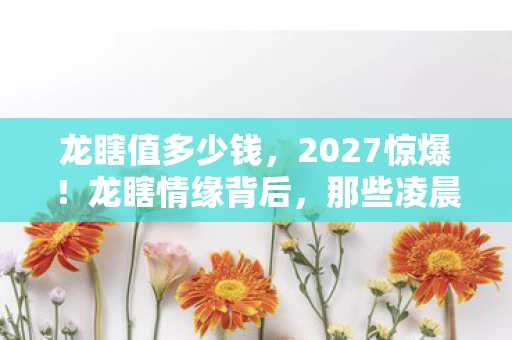 龙瞎值多少钱，2027惊爆！龙瞎情缘背后，那些凌晨三点的等你，鼻子一酸谁懂啊
