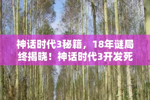 神话时代3秘籍,18年谜局终揭晓!神话时代3开发死亡时间线曝光,泪目真相 神话时代3秘籍,18年谜局终揭晓!神话时代3开发死亡时间线曝光,泪目真相