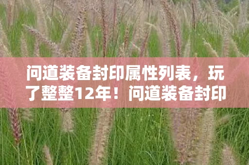 问道装备封印属性列表，玩了整整12年！问道装备封印，3大选择让我陷入无尽纠结