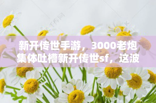 新开传世手游，3000老炮集体吐槽新开传世sf，这波操作太离谱，我直接绷不住了！
