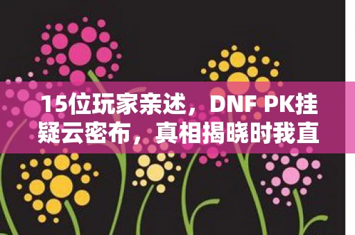 15位玩家亲述，DNF PK挂疑云密布，真相揭晓时我直接绷不住了！