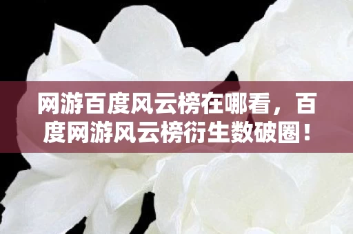 网游百度风云榜在哪看，百度网游风云榜衍生数破圈！游戏周边狂潮席卷，意想不到的败家之旅！