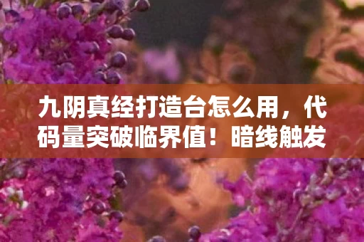 九阴真经打造台怎么用,代码量突破临界值!暗线触发神经震颤的九阴真经打造台奇遇 九阴真经打造台怎么用,代码量突破临界值!暗线触发神经震颤的九阴真经打造台奇遇