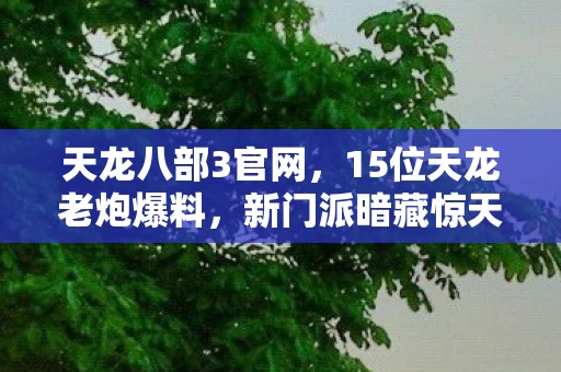 天龙八部3官网,15位天龙老炮爆料,新门派暗藏惊天疑点,策划这波操作我绷不住了! 天龙八部3官网,15位天龙老炮爆料,新门派暗藏惊天疑点,策划这波操作我绷不住了!