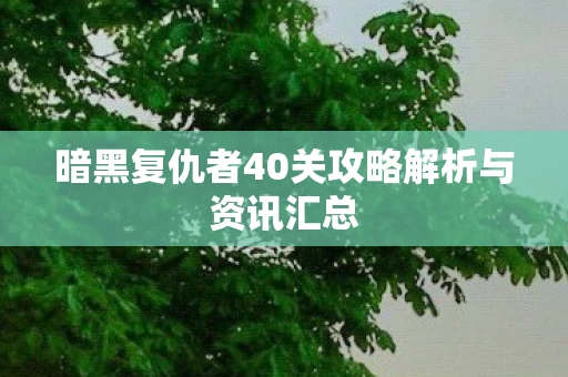 暗黑复仇者40关攻略解析与资讯汇总图片