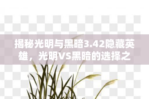光明VS黑暗的选择之道图片