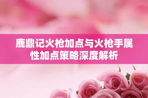 鹿鼎记火枪加点与火枪手属性加点策略深度解析图片