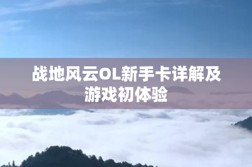 战地风云OL新手卡详解及游戏初体验图片