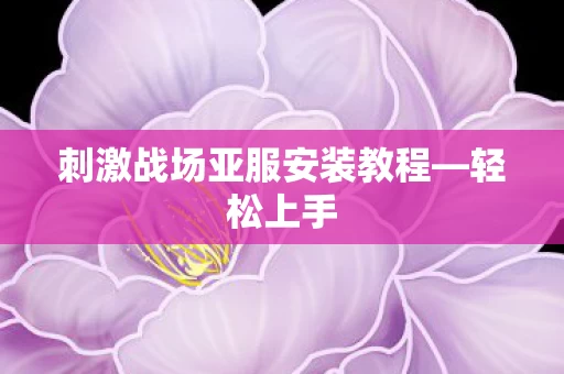 刺激战场亚服安装教程—轻松上手 刺激战场亚服安装教程—轻松上手