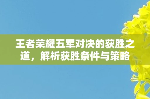 王者荣耀五军对决的获胜之道图片
