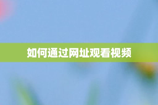 如何通过网址观看视频图片