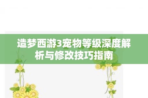 造梦西游3宠物等级深度解析与修改技巧指南图片