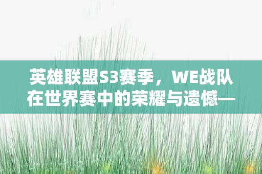 以S3 WE战队征战世界赛为视角图片
