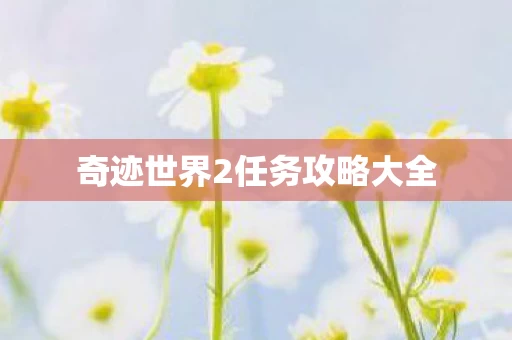 奇迹世界2任务攻略大全图片