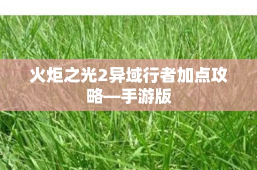 火炬之光2异域行者加点攻略—手游版 火炬之光2异域行者加点攻略—手游版