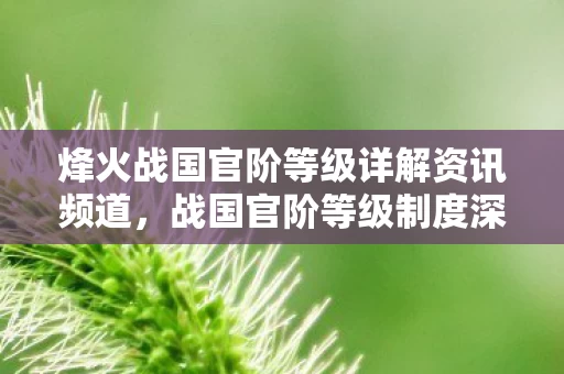 烽火战国官阶等级详解资讯频道图片