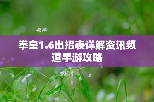 6出招表详解资讯频道手游攻略图片