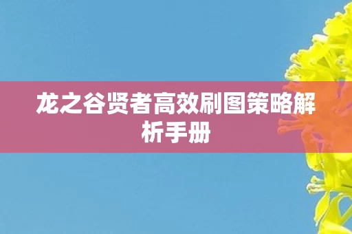 龙之谷贤者高效刷图策略解析手册图片