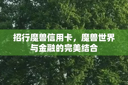 魔兽世界与金融的完美结合图片