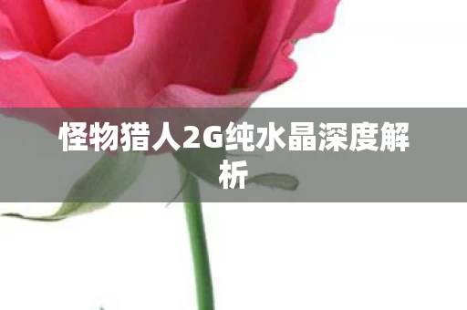 怪物猎人2G纯水晶深度解析图片