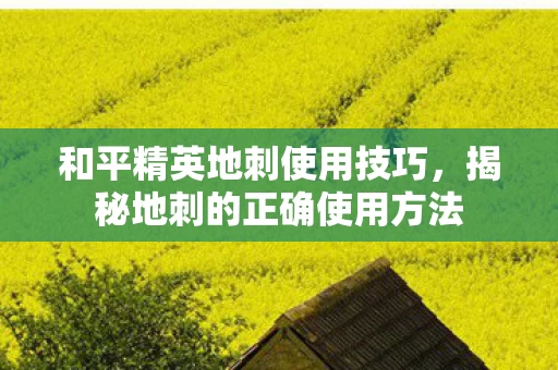 揭秘地刺的正确使用方法图片