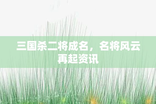 名将风云再起资讯图片