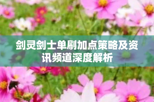 剑灵剑士单刷加点策略及资讯频道深度解析图片