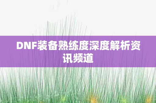 DNF装备熟练度深度解析资讯频道图片