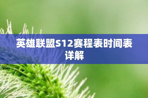 英雄联盟S12赛程表时间表详解图片